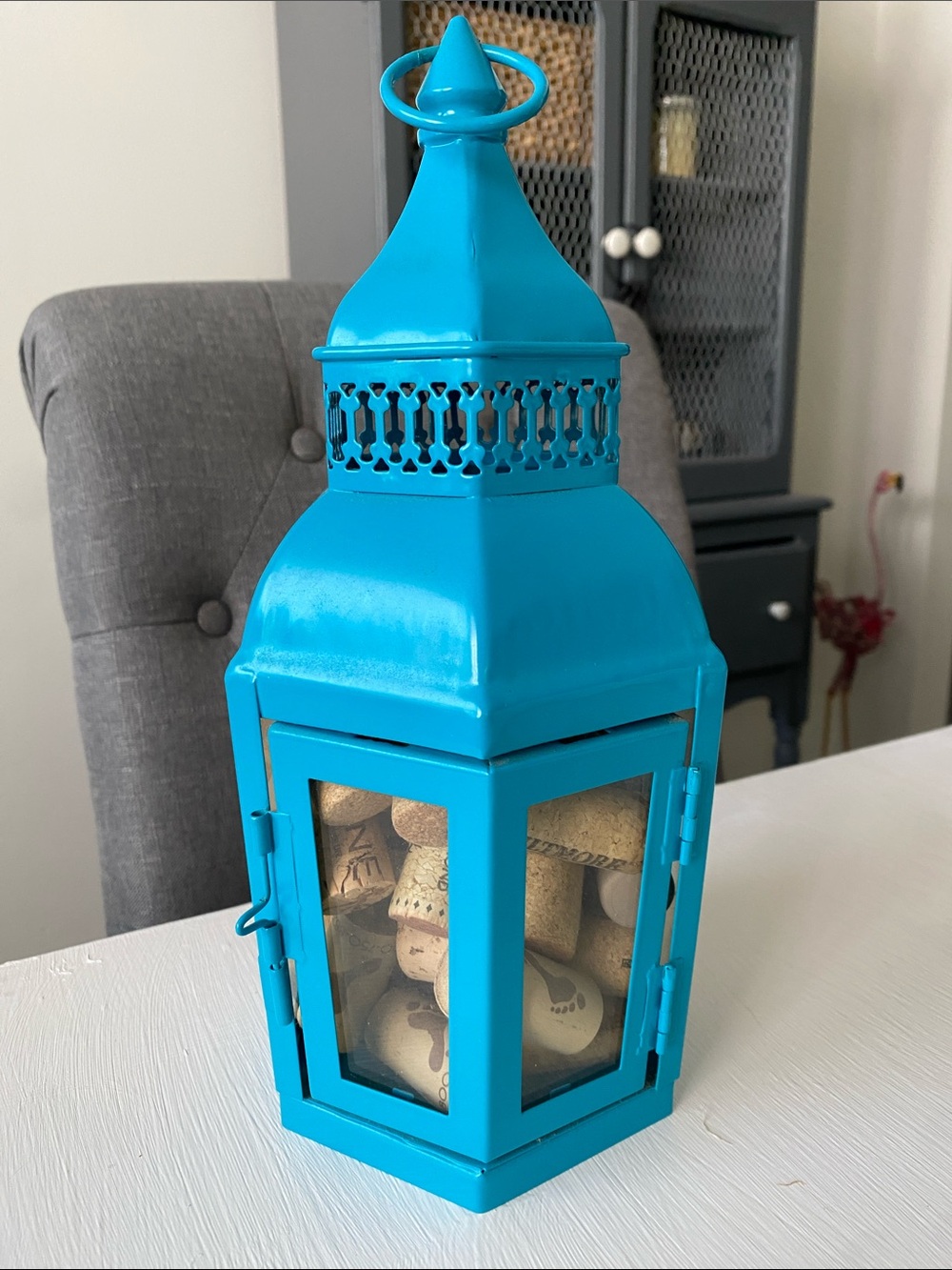 Turquoise Metal Lantern, Mystical Magical Caribbean Patio Outdoor Decor